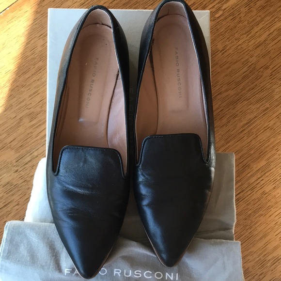 Fabio Rusconi black leather slip-on loafers w/box - Picture 2 of 7
